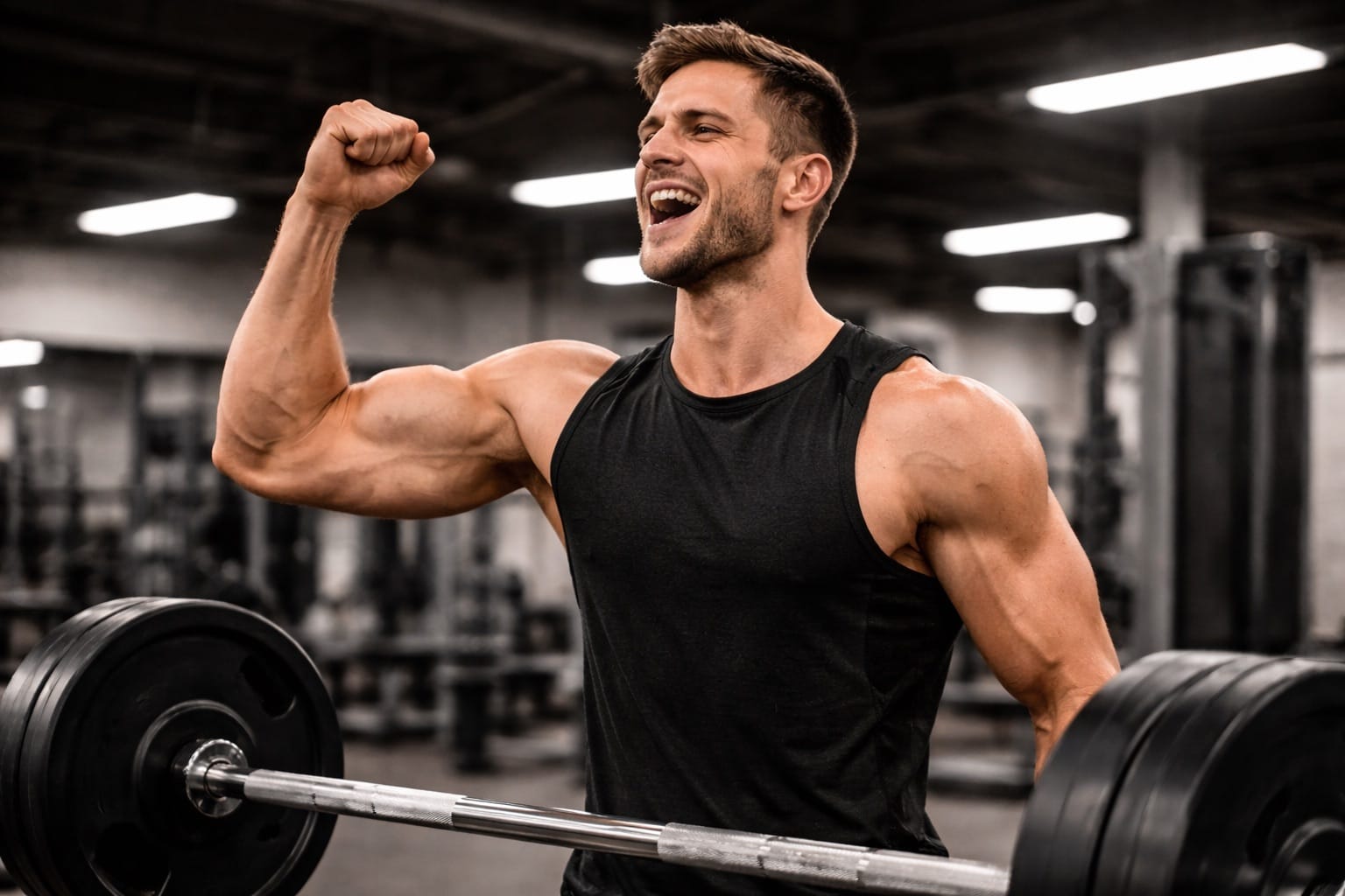 Lifter celebrating after hitting a new personal record