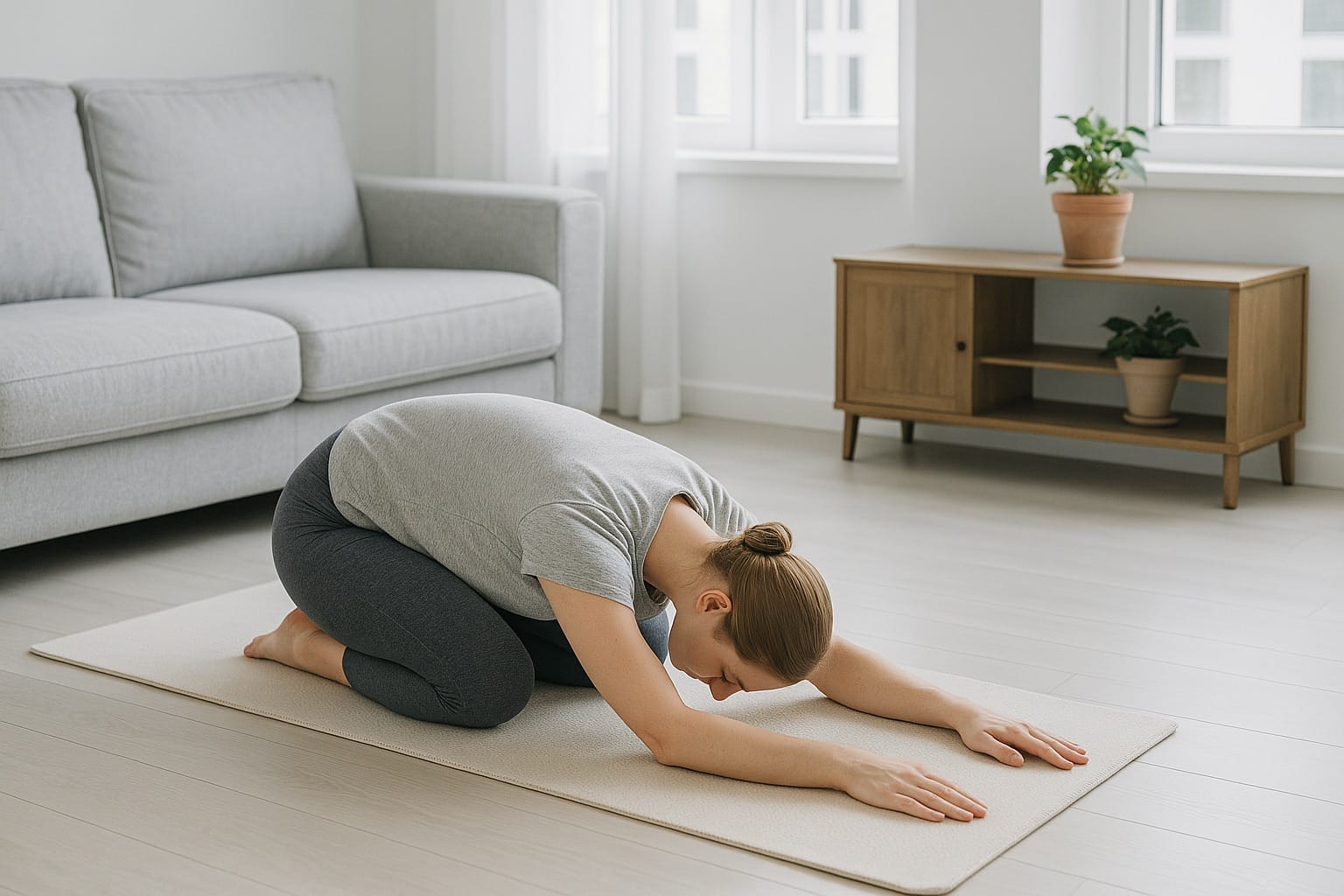 Person doing gentle yoga poses