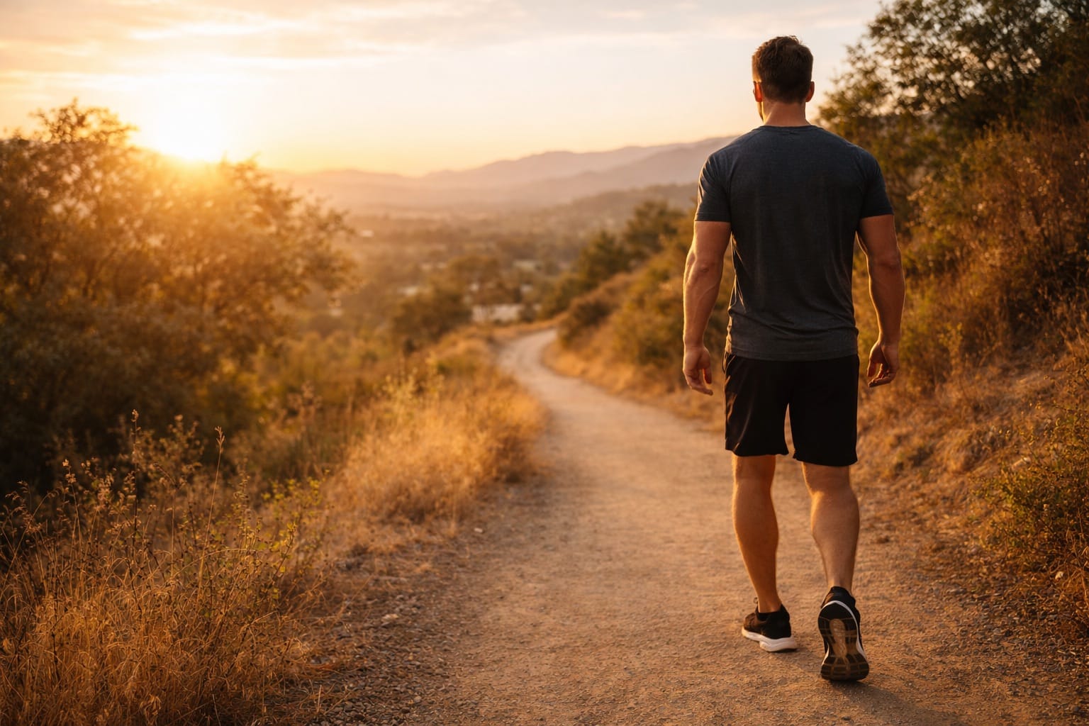 Person walking outdoors for fitness