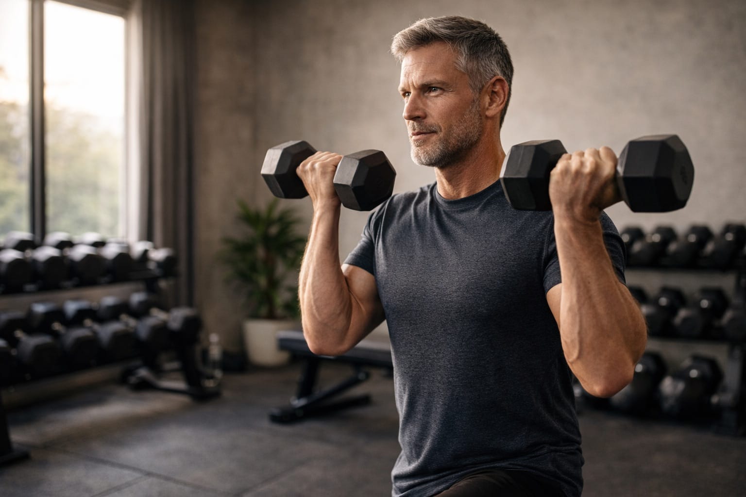 Active older adult exercising for longevity