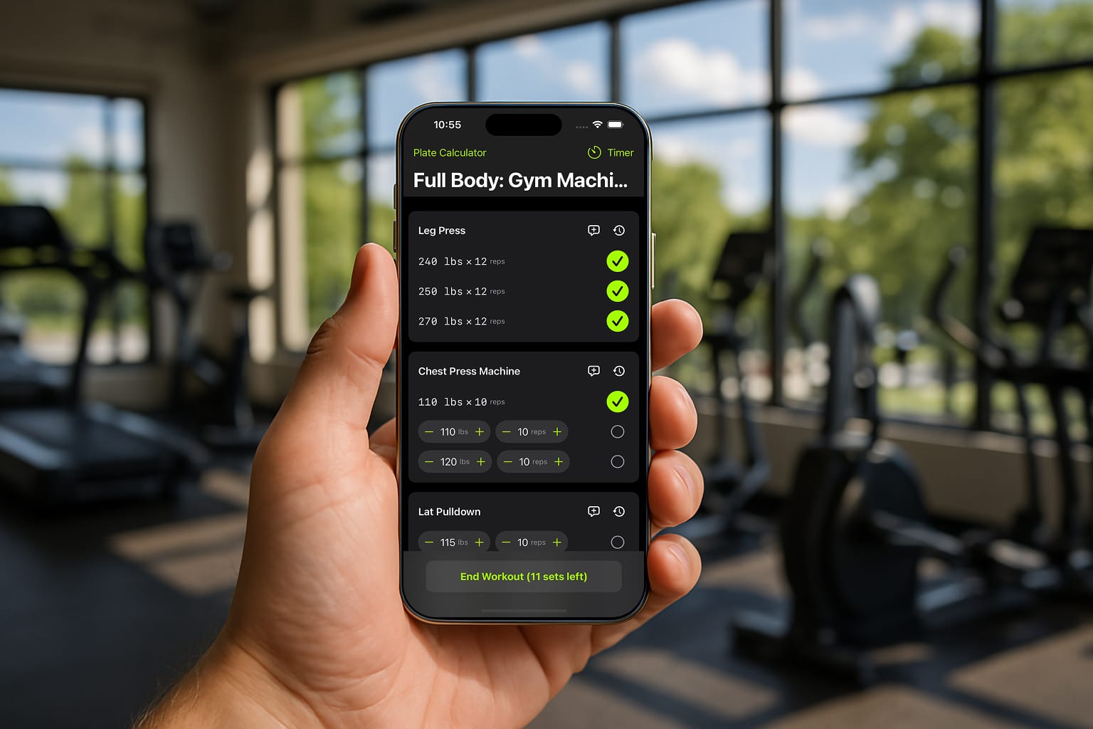 Person tracking workout progress