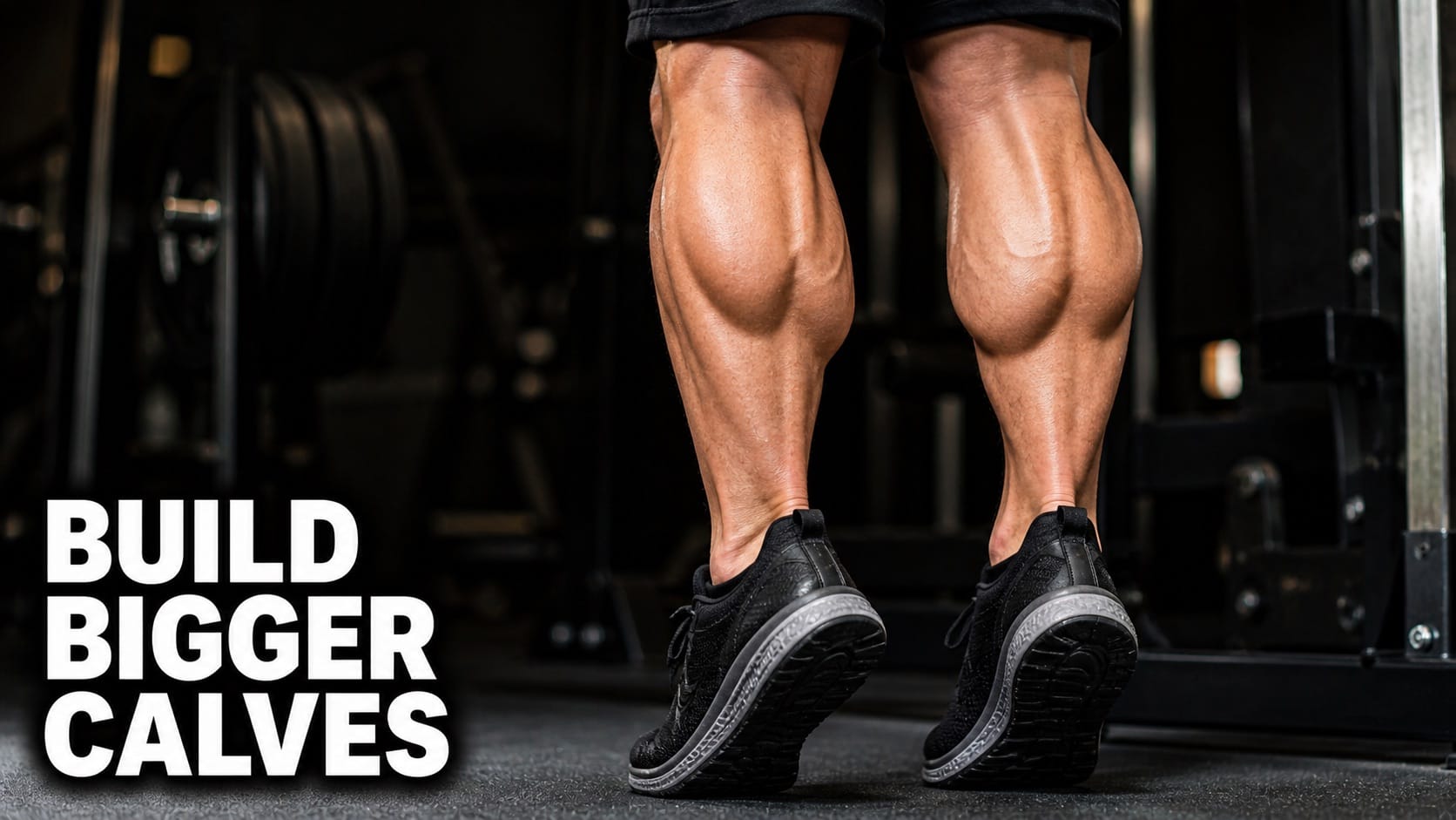 Side view of well-developed calf muscle showing gastrocnemius and soleus definition during a calf raise