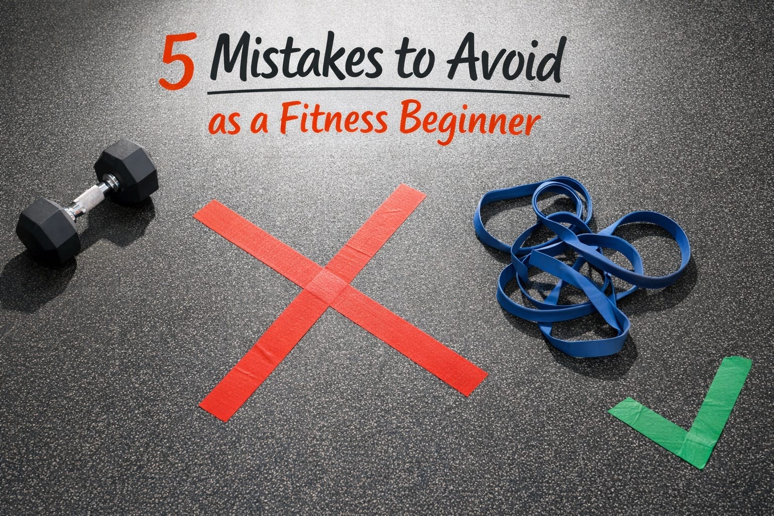 Red X marks over incorrect exercise form photos next to green checkmarks showing proper technique