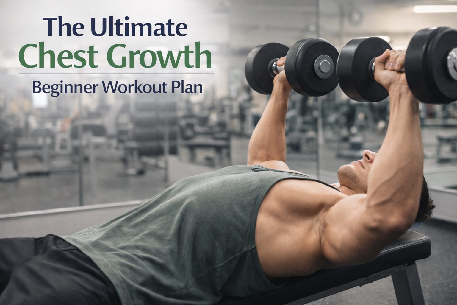 Beginner performing dumbbell chest press on bench with mirror reflection showing form