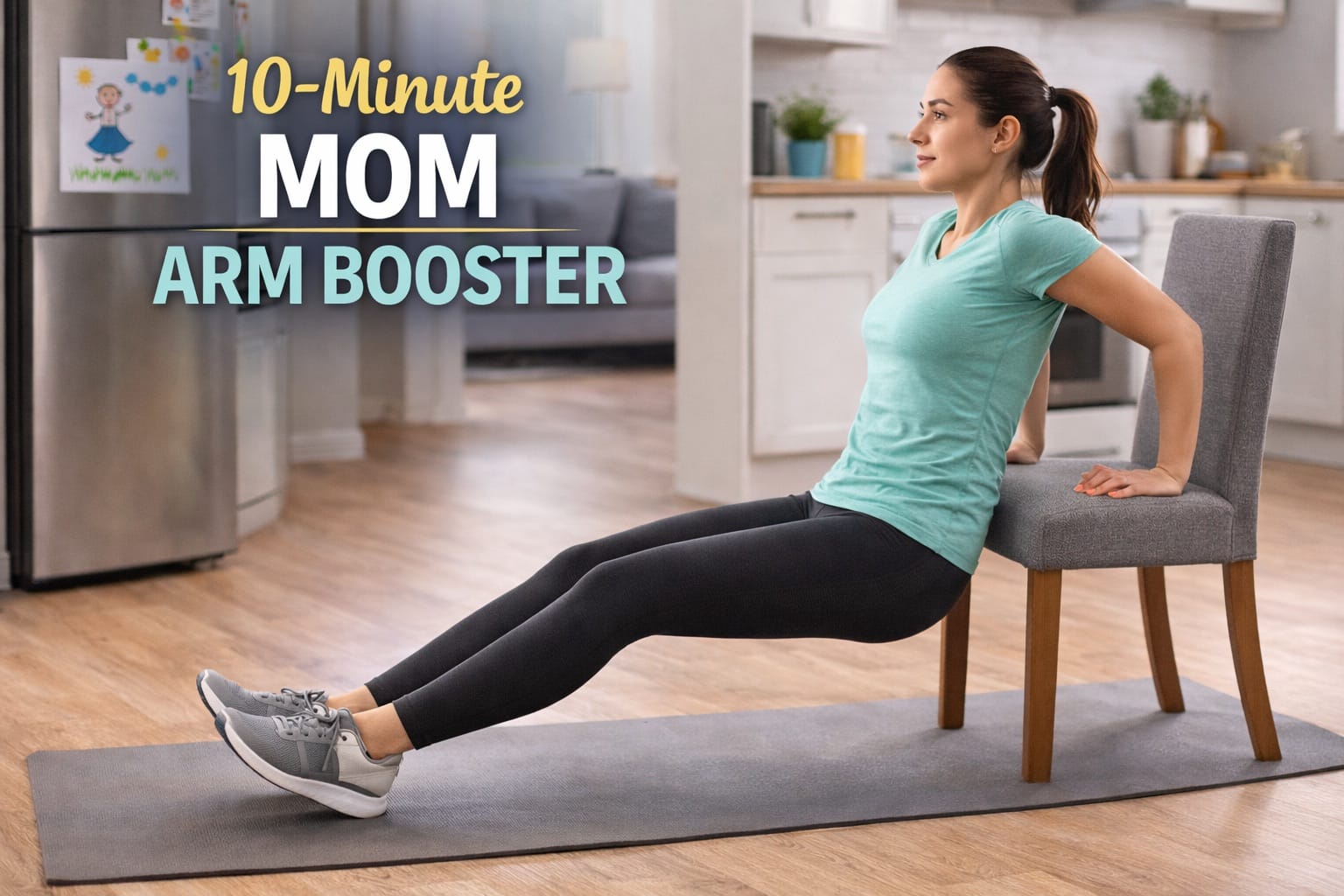 Mom doing arm exercises at home