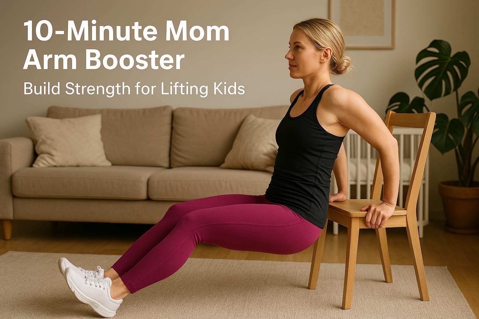 Mom doing arm exercises at home