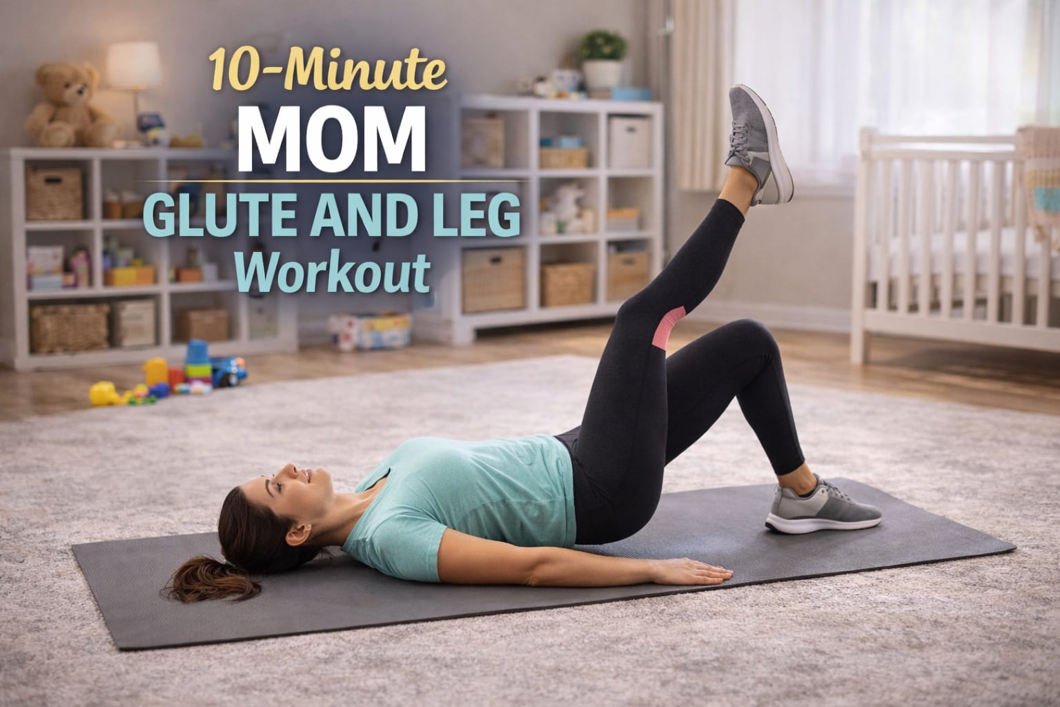 Mom doing leg exercises at home