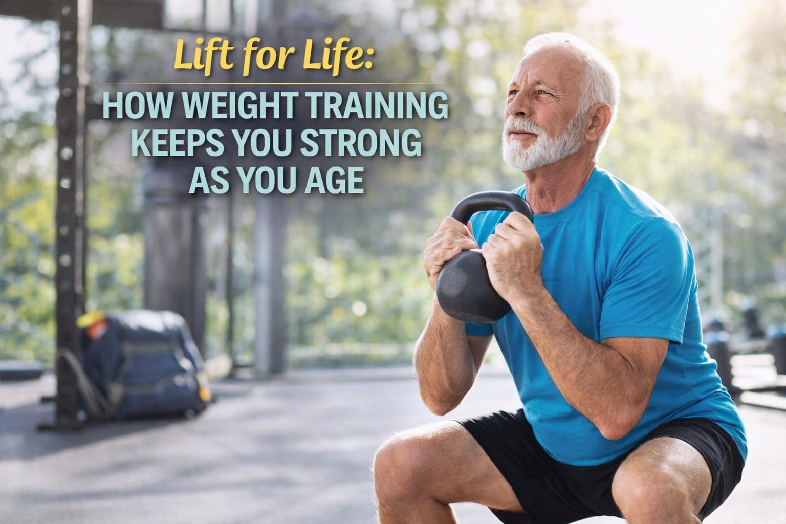 Older adult lifting weights