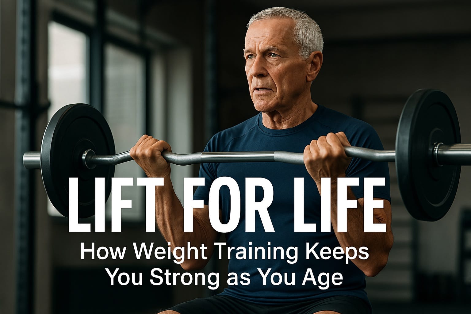 Older adult lifting weights