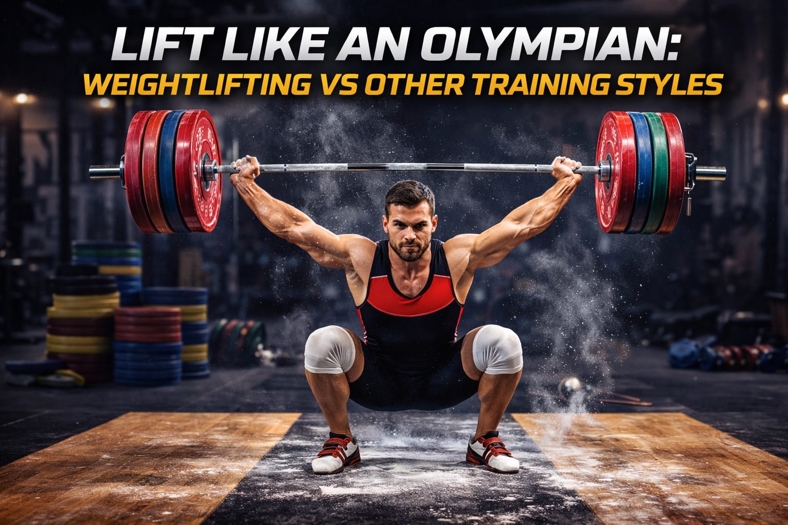 Olympic weightlifter performing a clean and jerk