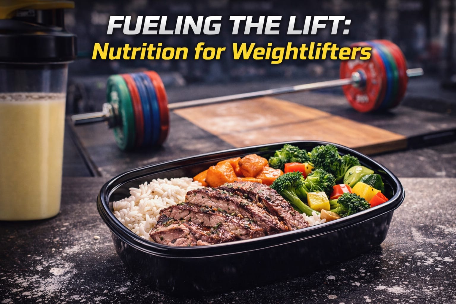 Weightlifter preparing for a lift with proper nutrition