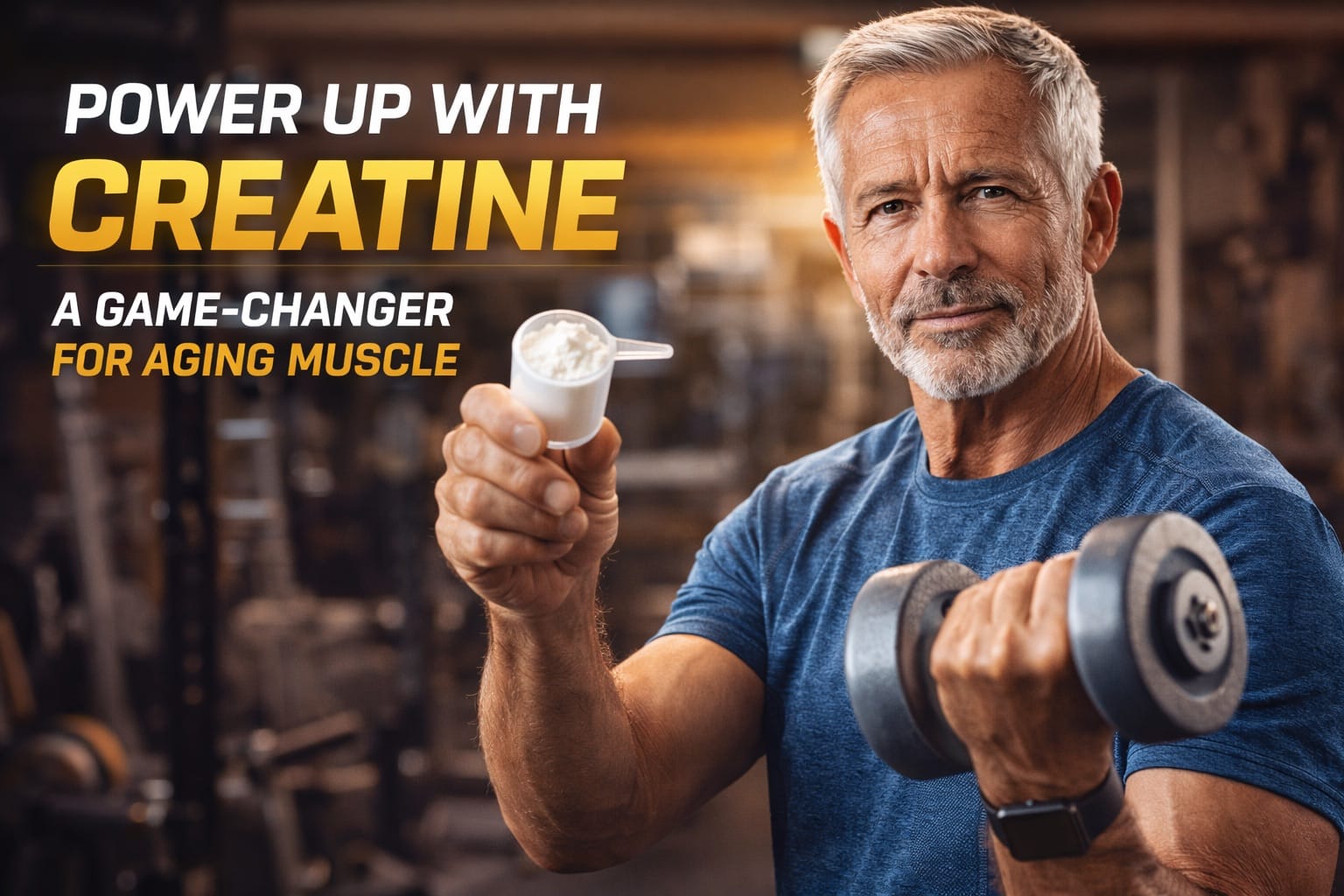 Senior adult lifting weights with proper form