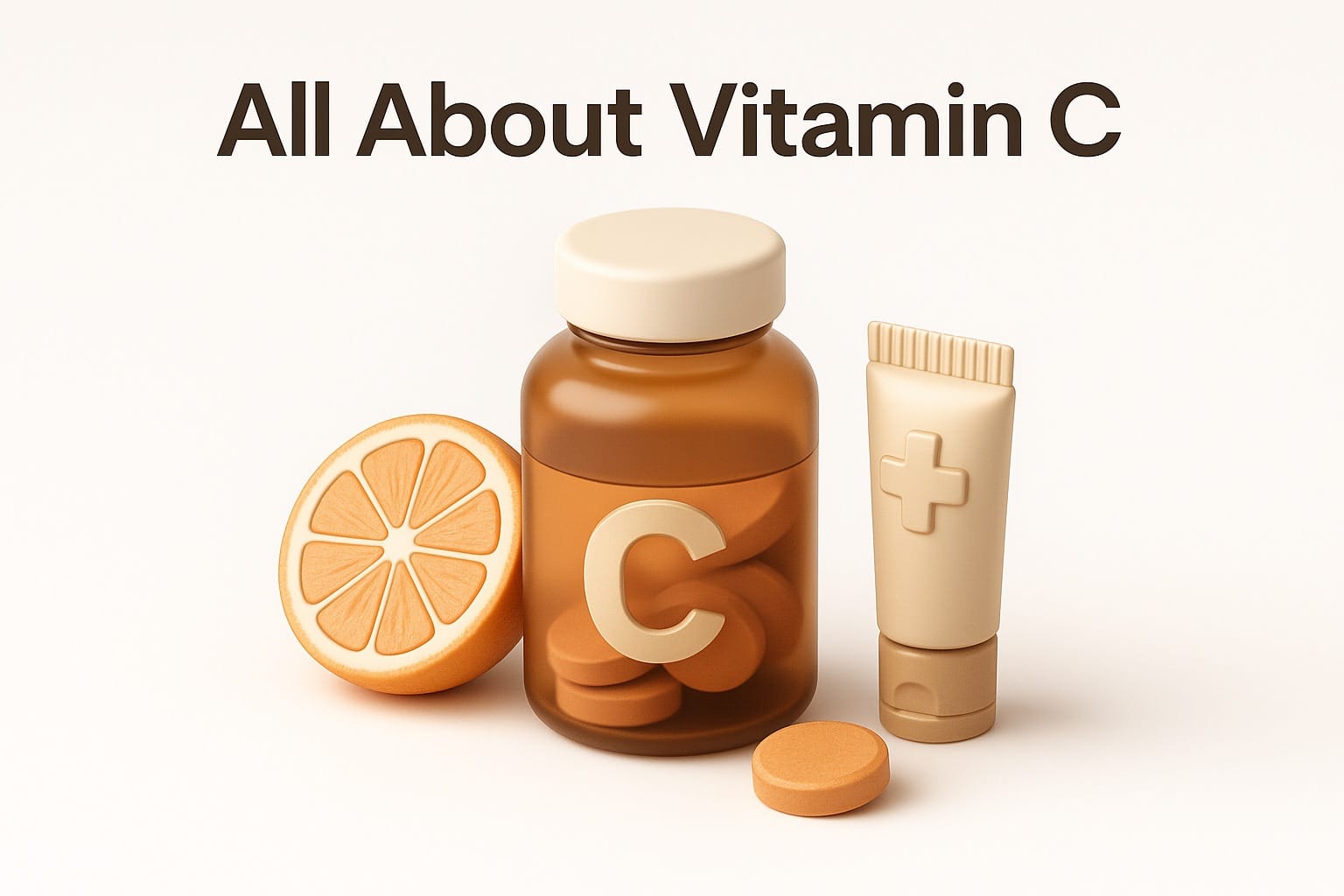 Vitamin C rich foods including oranges, red bell peppers, strawberries, kiwi, and broccoli