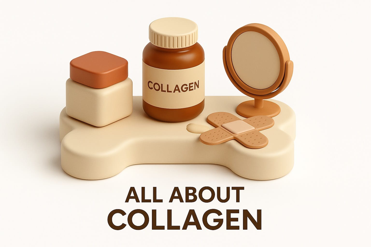 Collagen supplements and foods rich in collagen including bone broth and fish representing skin and joint health