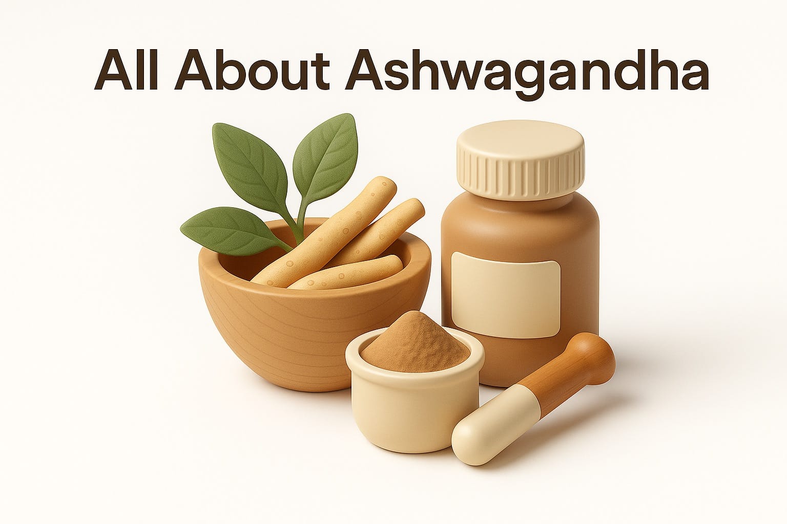Ashwagandha root and powder with traditional herbs