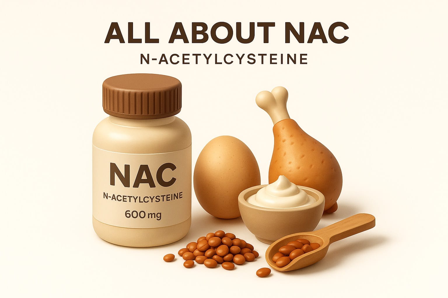 NAC supplement capsules with molecular structure background