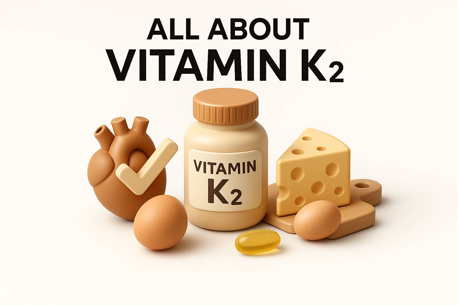 Vitamin K2 rich foods including natto, cheese, and egg yolks