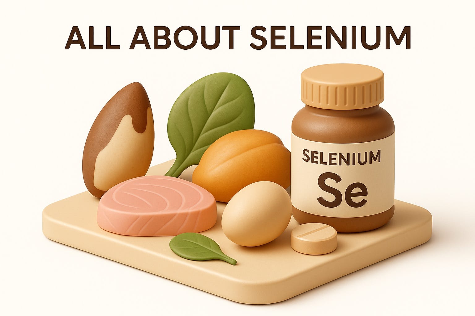 Selenium-rich foods including Brazil nuts, tuna, and eggs