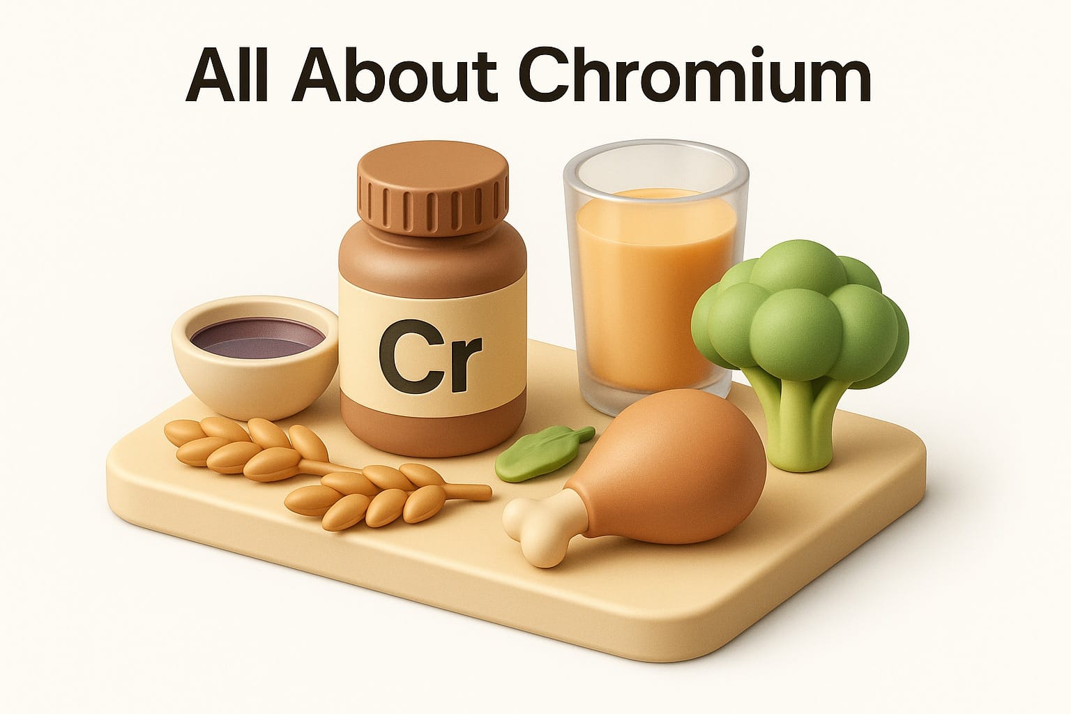 Chromium-rich foods including broccoli, whole grains, and lean meats