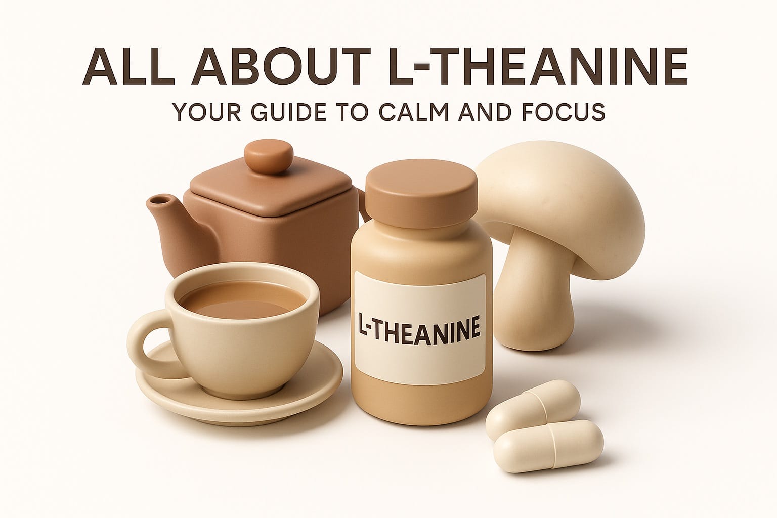 Green tea leaves and cup showing natural source of L-Theanine