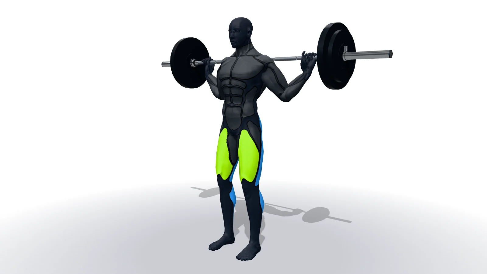 Barbell Lunge, mostrato da una figura 3D
