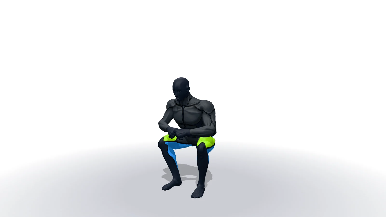 Freehand Jump Squat, mostrato da una figura 3D