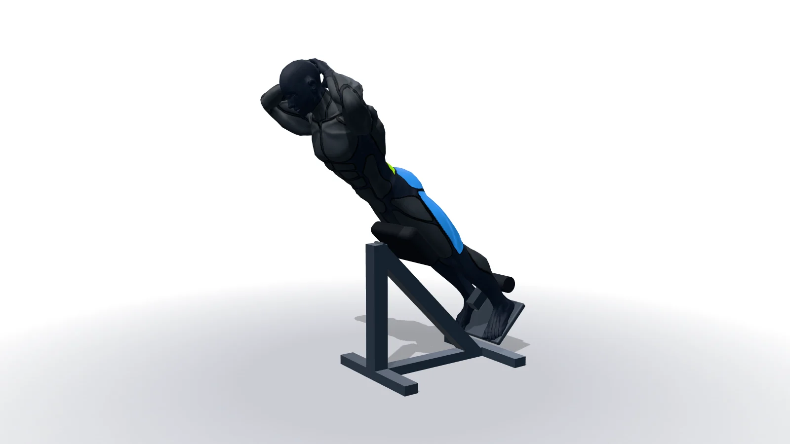 Hyperextensions (Back Extensions), mostrato da una figura 3D