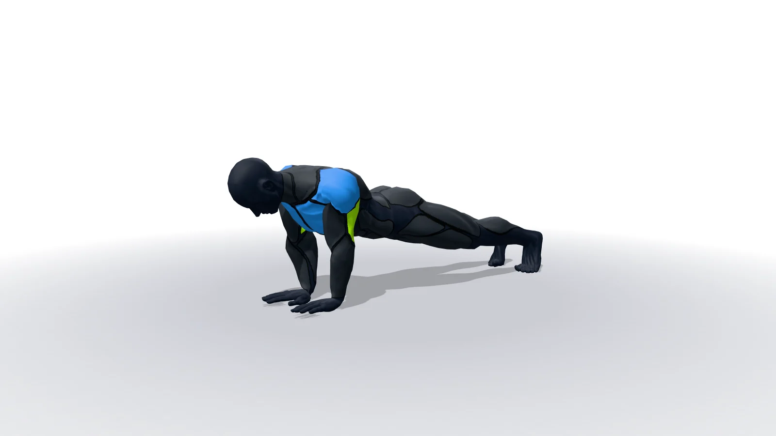Push-Ups - Close Triceps Position, mostrato da una figura 3D