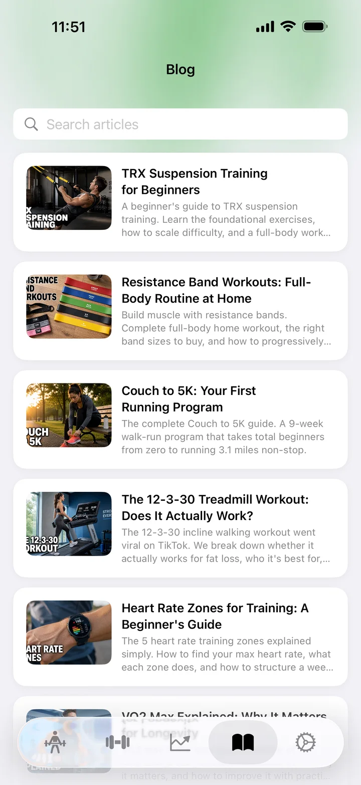Training articles in the Easy Reps Learn tab