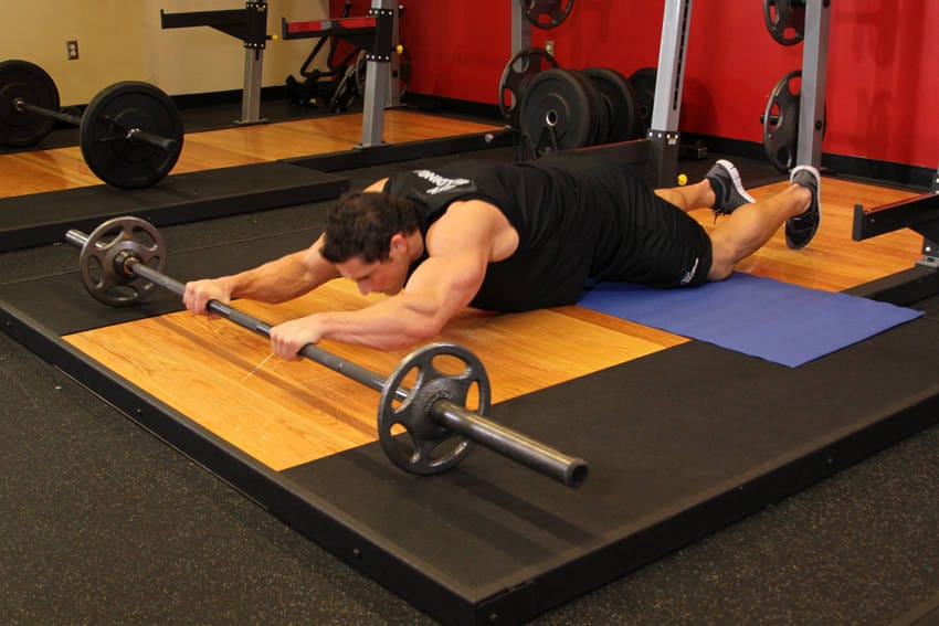 Barbell Ab Rollout - On Knees - Step 1