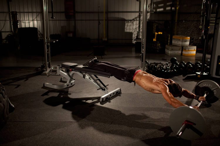 Barbell Rollout from Bench - Step 1