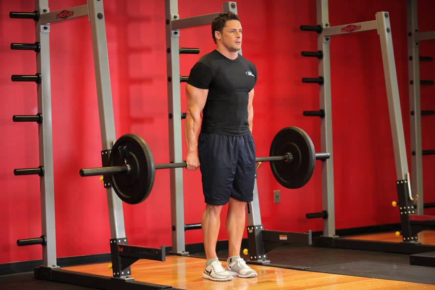 Barbell Shrug Behind The Back - Step 0