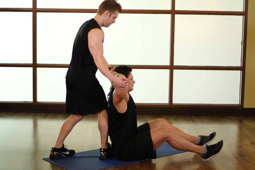 Behind Head Chest Stretch - Step 0