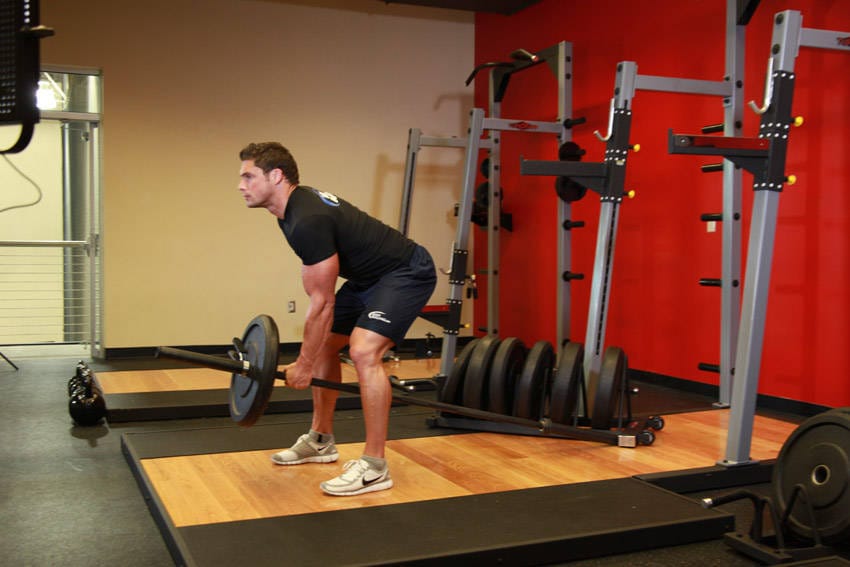 Bent Over One-Arm Long Bar Row - Step 0