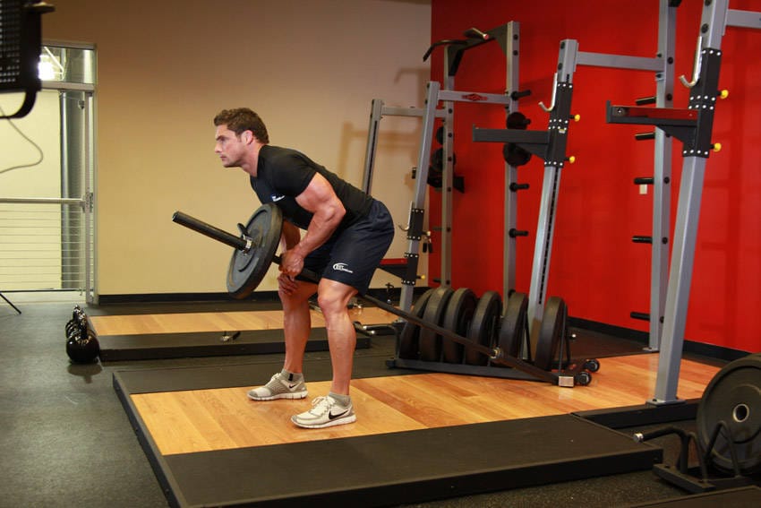 Bent Over One-Arm Long Bar Row - Step 1