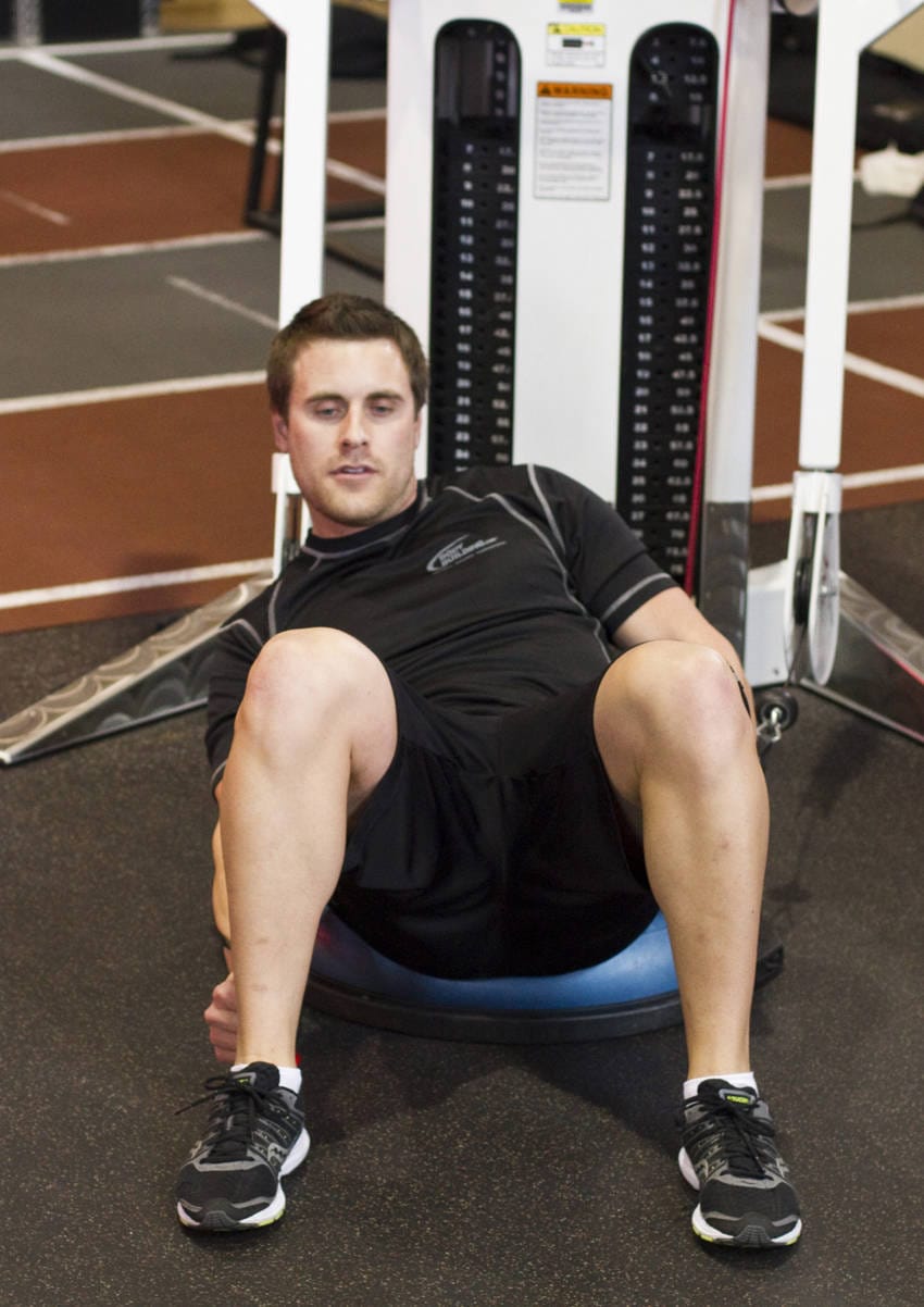 Bosu Ball Cable Crunch With Side Bends - Step 1