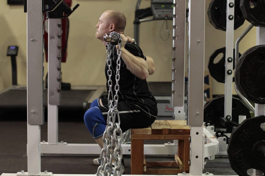 Box Squat with Chains - Step 1