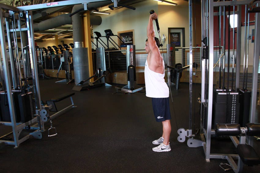 Cable Rope Overhead Triceps Extension - Step 1