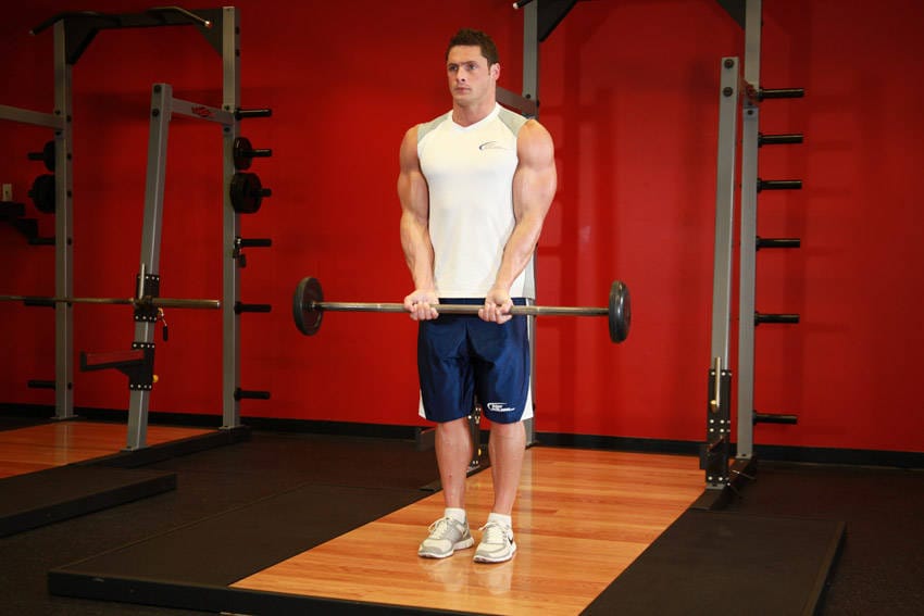 Close-Grip Standing Barbell Curl - Step 0