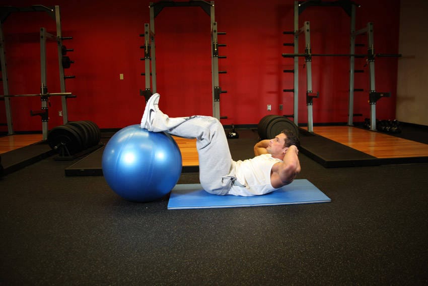 Crunch - Legs On Exercise Ball - Step 1