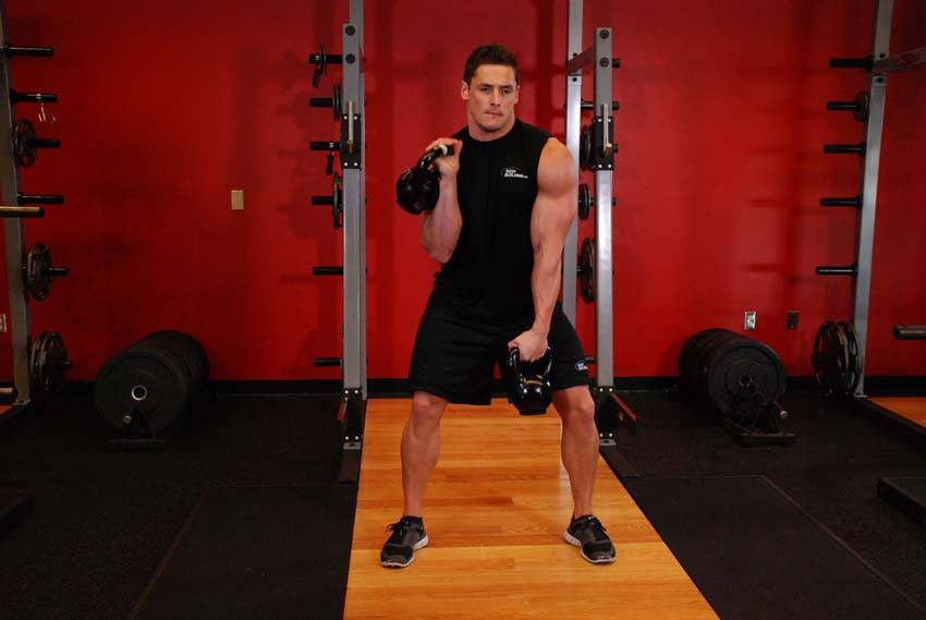 Double Kettlebell Alternating Hang Clean - Step 1