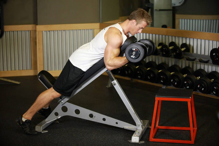 Dumbbell Prone Incline Curl - Step 0