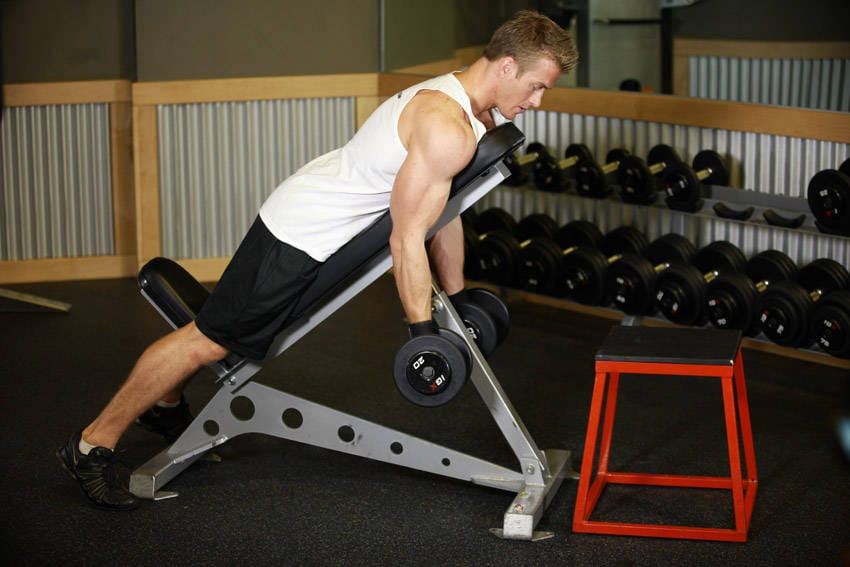 Dumbbell Prone Incline Curl - Step 1
