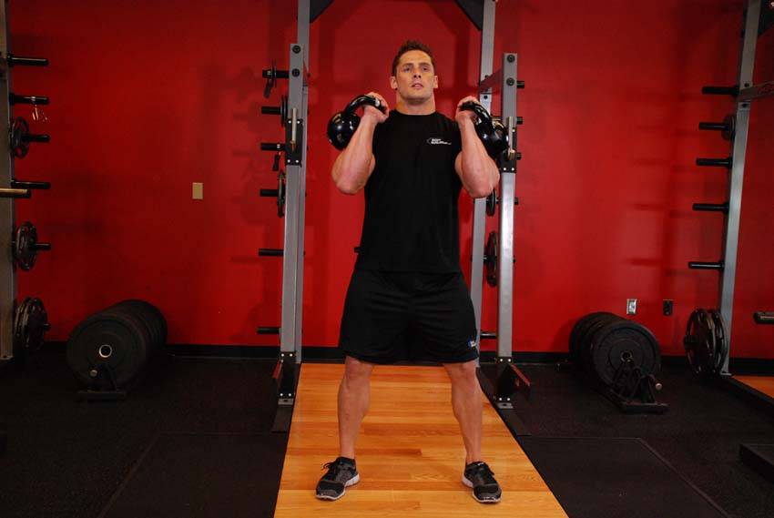 Front Squats With Two Kettlebells - Step 0