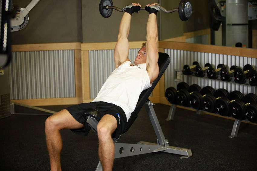 Incline Barbell Triceps Extension - Step 1