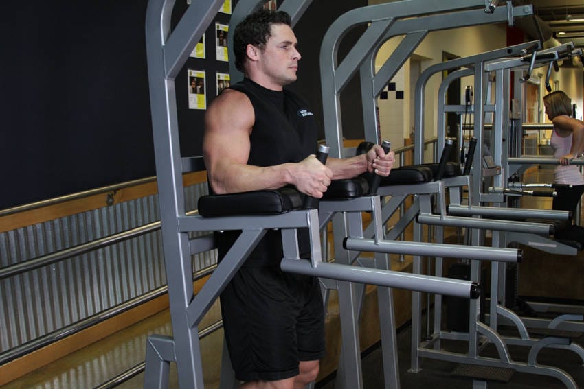 Knee/Hip Raise On Parallel Bars - Step 0