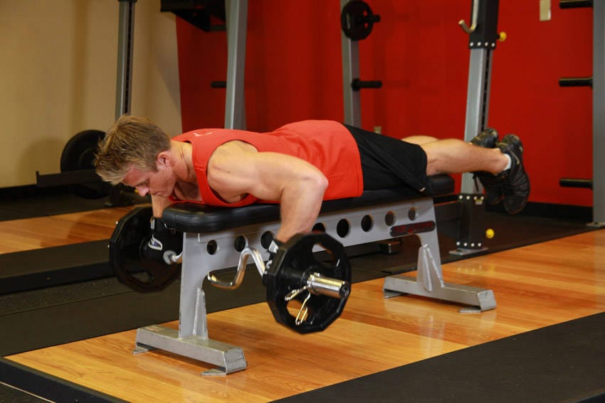 Lying Cambered Barbell Row - Step 1