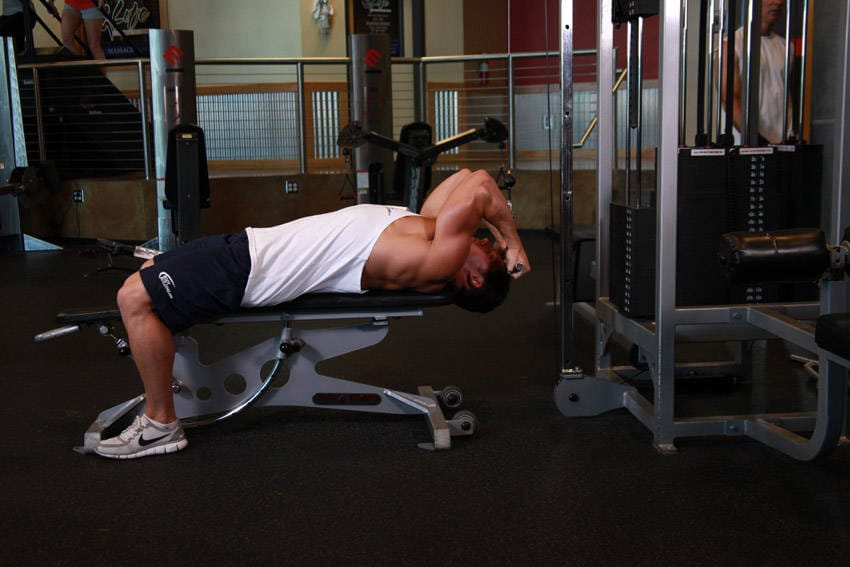 Lying Close-Grip Bar Curl On High Pulley - Step 1