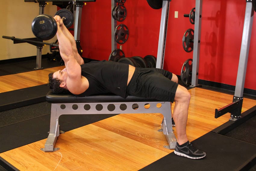 Lying Close-Grip Barbell Triceps Extension Behind The Head - Step 1