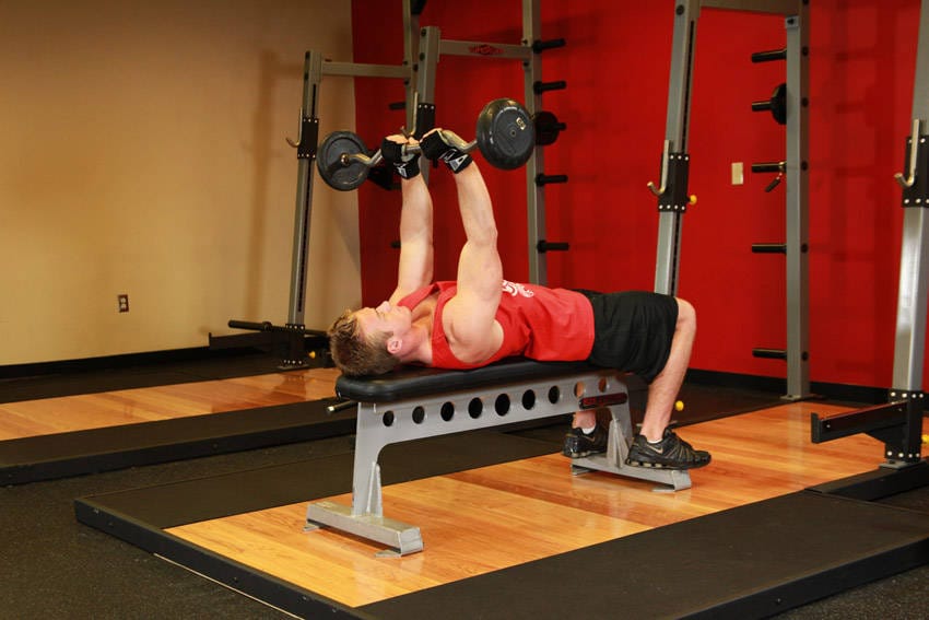 Lying Close-Grip Barbell Triceps Press To Chin - Step 0